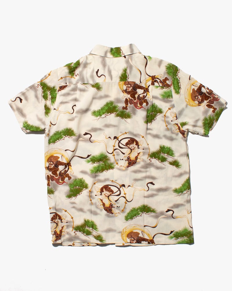 Japanese Repro Shirt, Aloha Short Sleeve, Oniwa Soto Brand, Fujin and Raijin - LL