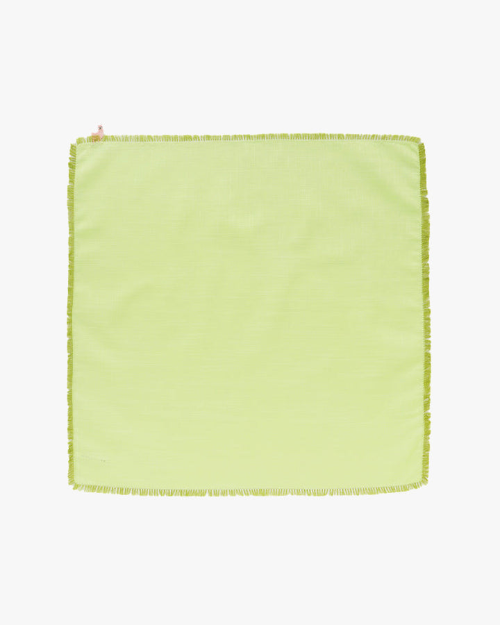 Japanese Handkerchief, Fringed, Green with Pink Alpaca