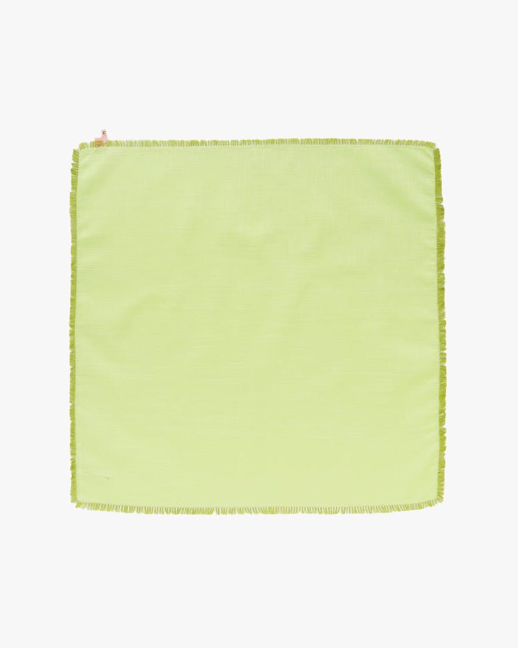 Japanese Handkerchief, Fringed, Green with Pink Alpaca