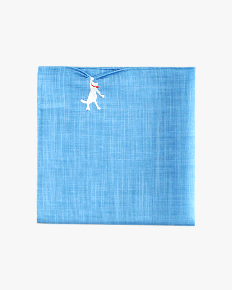 Japanese Handkerchief, Hikkomi, Blue with White Cat