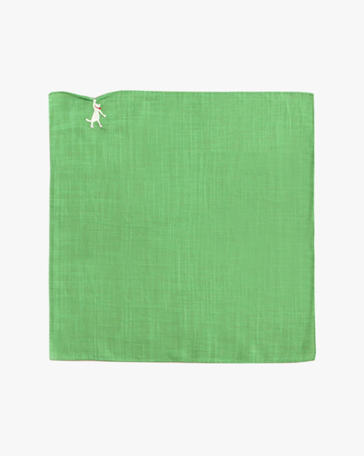 Japanese Handkerchief, Hikkomi, Green with White Cat