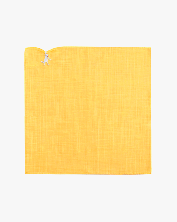 Japanese Handkerchief, Hikkomi, Yellow with White Cat