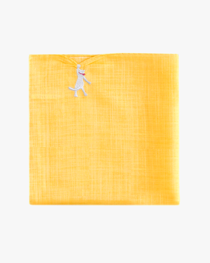 Japanese Handkerchief, Hikkomi, Yellow with White Cat