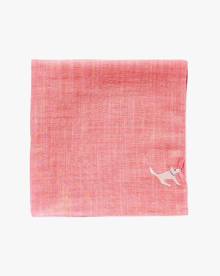 Japanese Handkerchief, Hikkomi, Salmon with White Dog