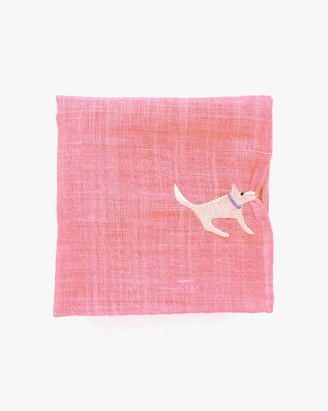 Japanese Handkerchief, Hikkomi, Salmon with White Dog