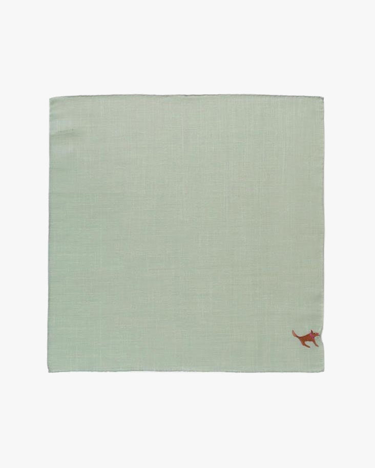 Japanese Handkerchief, Hikkomi, Green with Brown Dog
