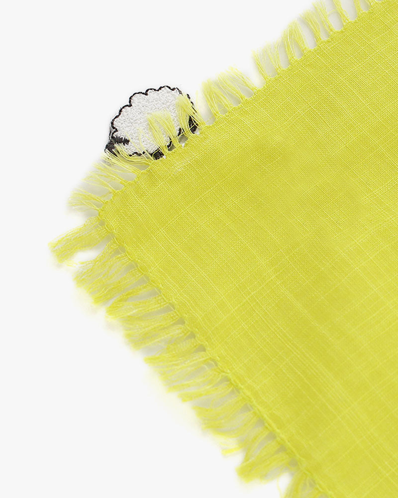 Japanese Handkerchief, Fringed, White Sheep