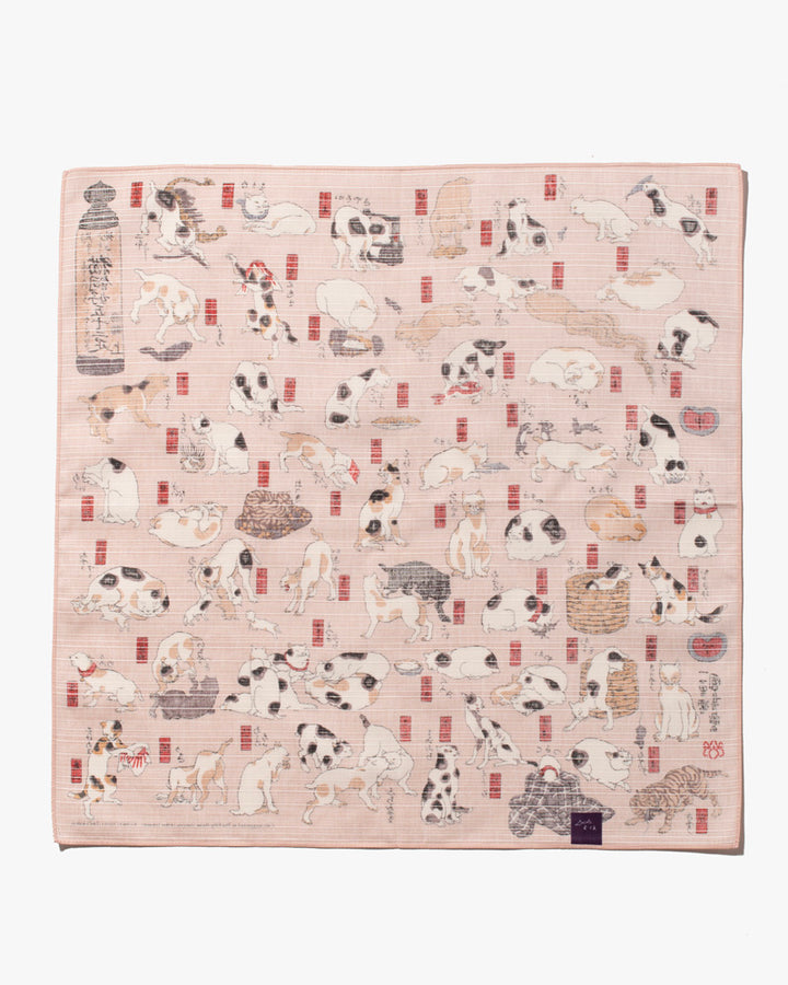 Modern Furoshiki, Musubi, Kuniyoshi Utagawa, Cats Suggested as the Fifty-Three Stations of Tokaido, 19 x 19