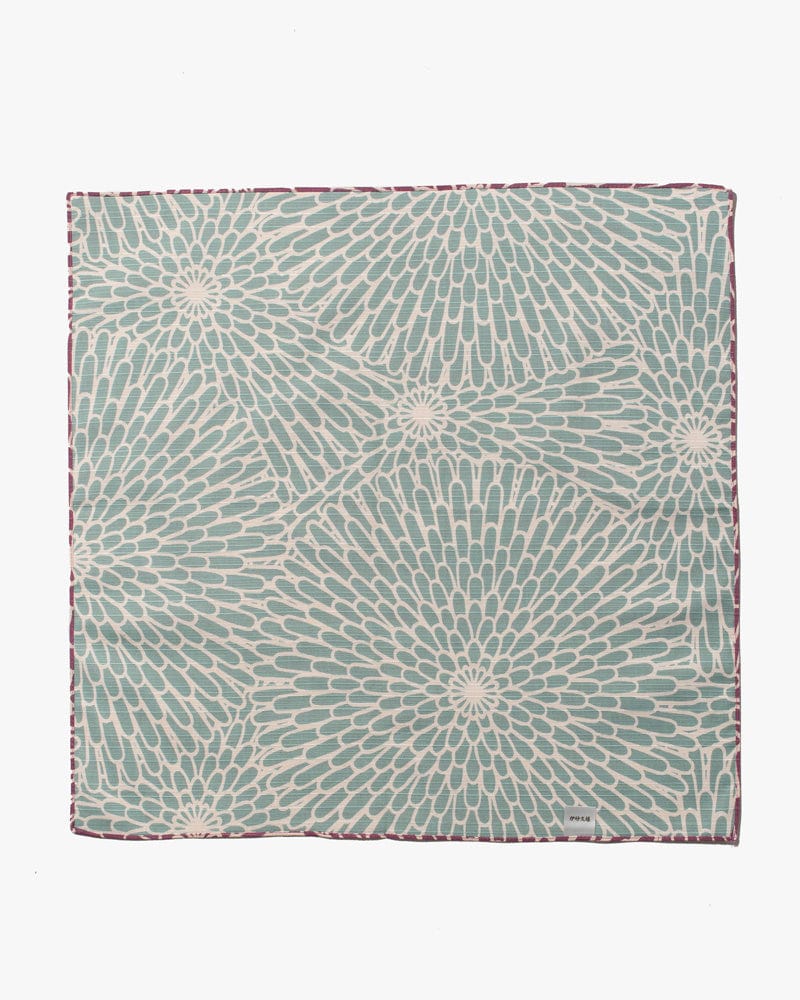 Modern Furoshiki, Musubi, Reversible, Chrysanthemum Soft Purple and Blue, 19 x 19