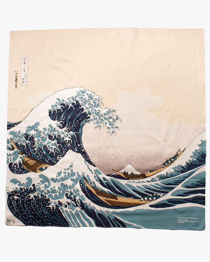 Modern Furoshiki, Musubi, Ukiyo-e, Under the Wave off Kanagawa By Hokusai