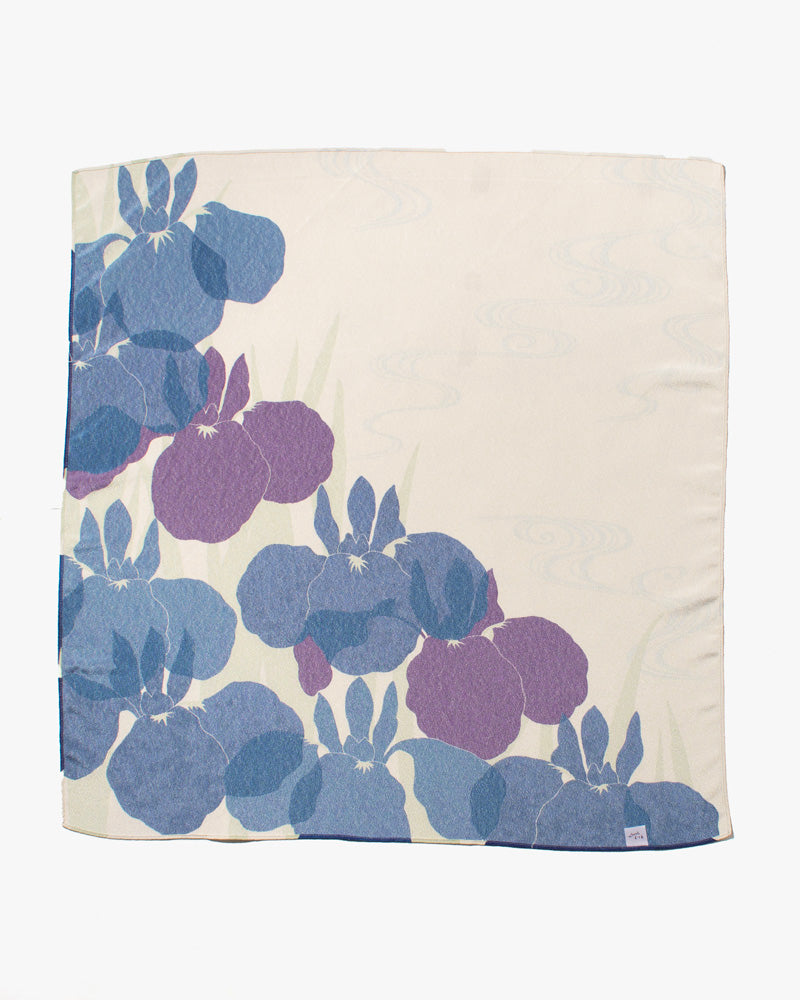 Modern Furoshiki, Musubi, Koetsu Chirimen Yuzen Dying, Iris