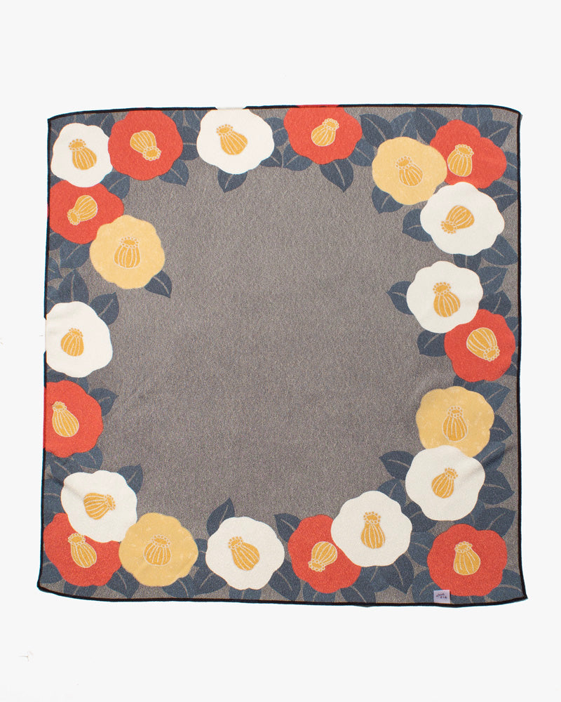 Modern Furoshiki, Musubi, Koetsu Chirimen Yuzen Dying, Camellia x 27.5" x 27.5"