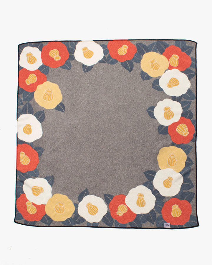 Modern Furoshiki, Musubi, Koetsu Chirimen Yuzen Dying, Camellia x 27.5" x 27.5"
