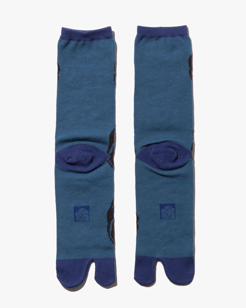 Wa Modern, Tabi Socks, Crew, Mitsudomoe, Teal and Royal Blue (M/L)