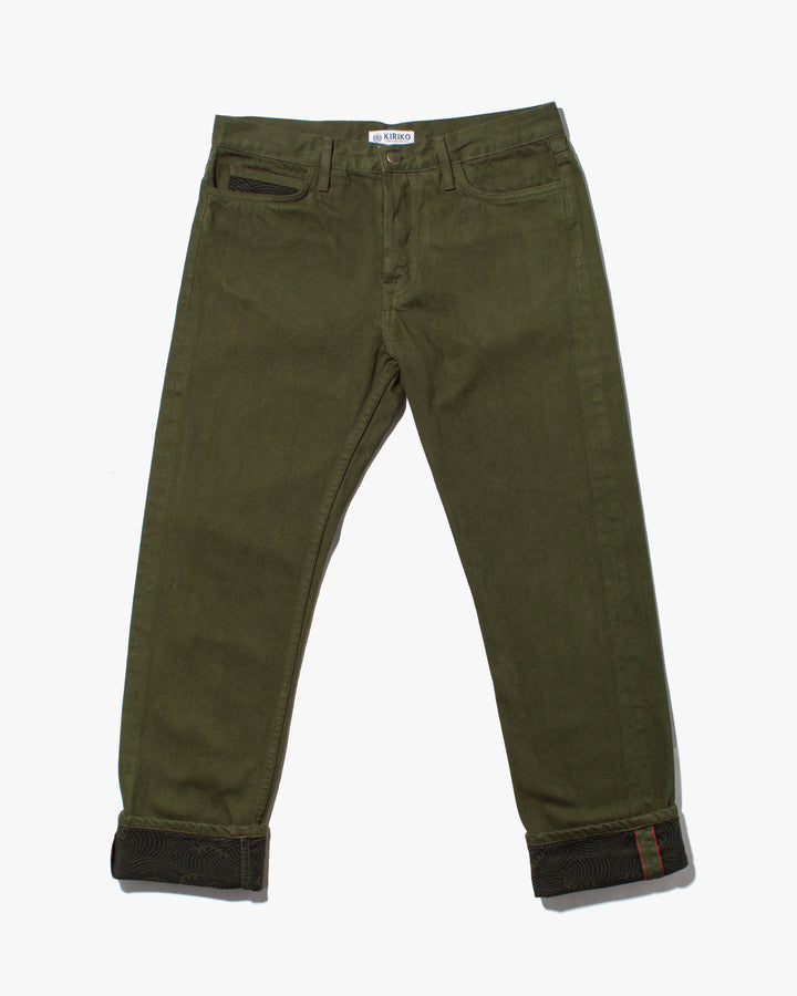 Kiriko Original Denim Jeans, US Made Custom Dyed Premium Selvedge, Aimiru-cha, Nami