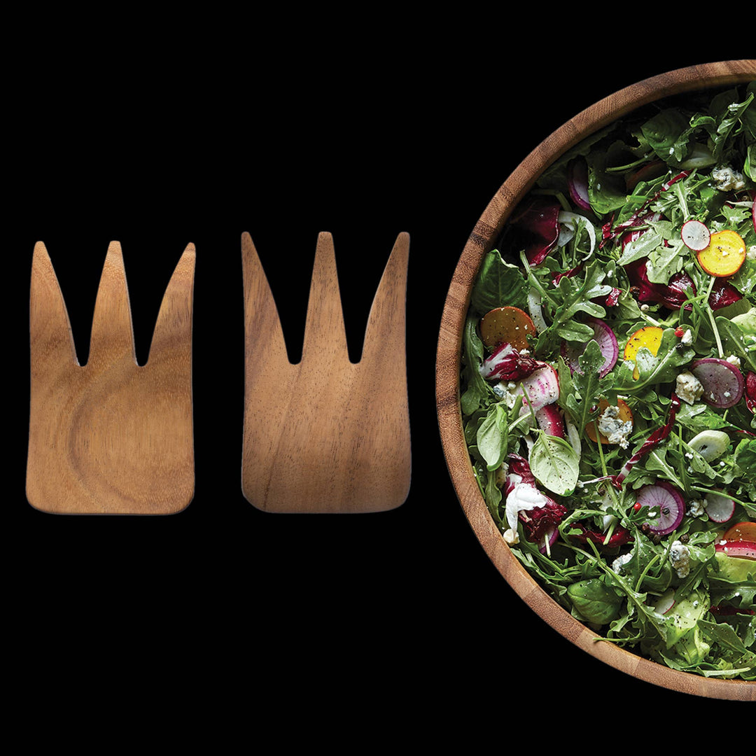 Ironwood, Bear Claw Salad Servers,Acacia, Set 2,1.5"x3.75"x6"
