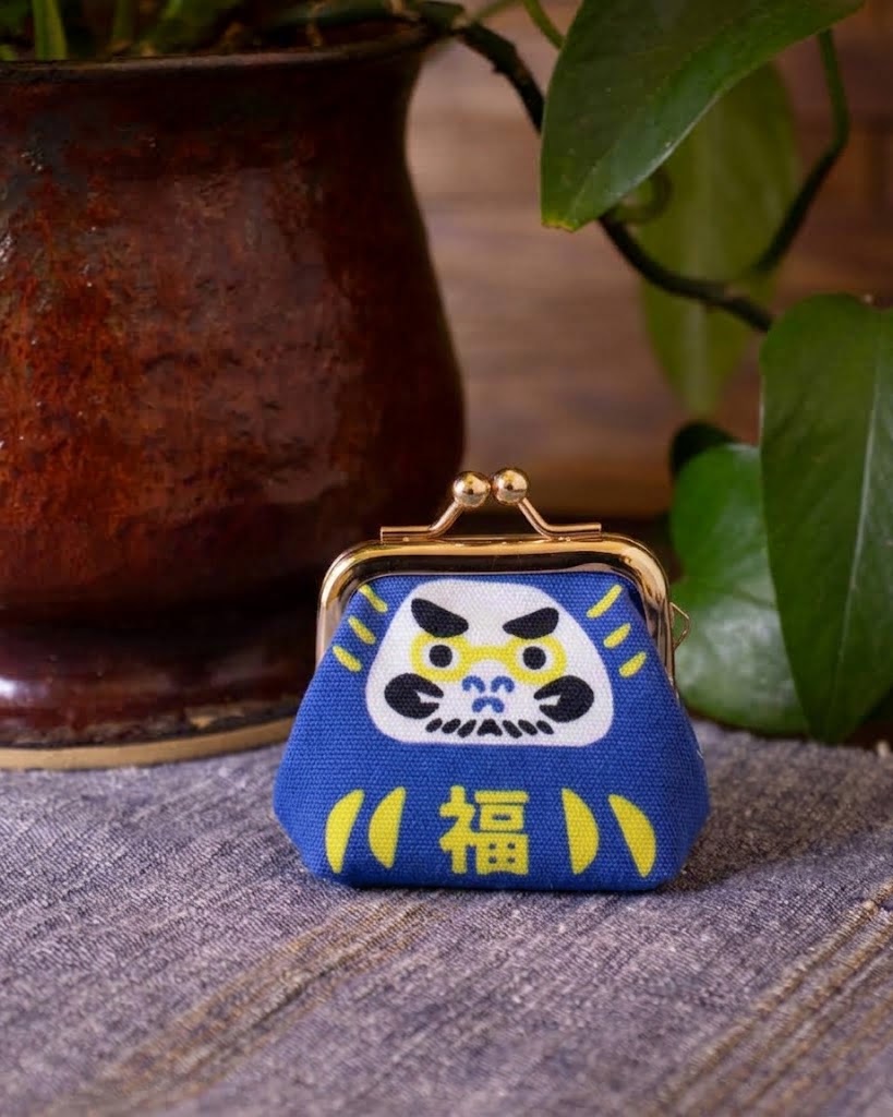 Wa Modern, Mini Coin Purse, Blue Kaiun Daruma