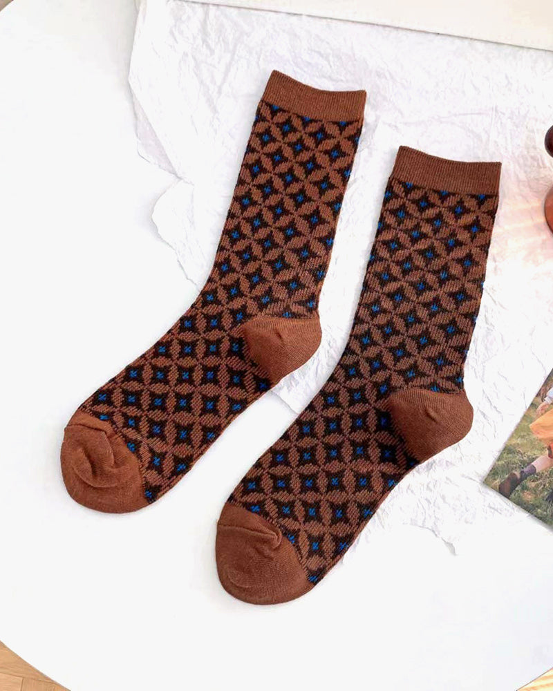 Tourtiwi, Retro Contrast, Crew Socks
