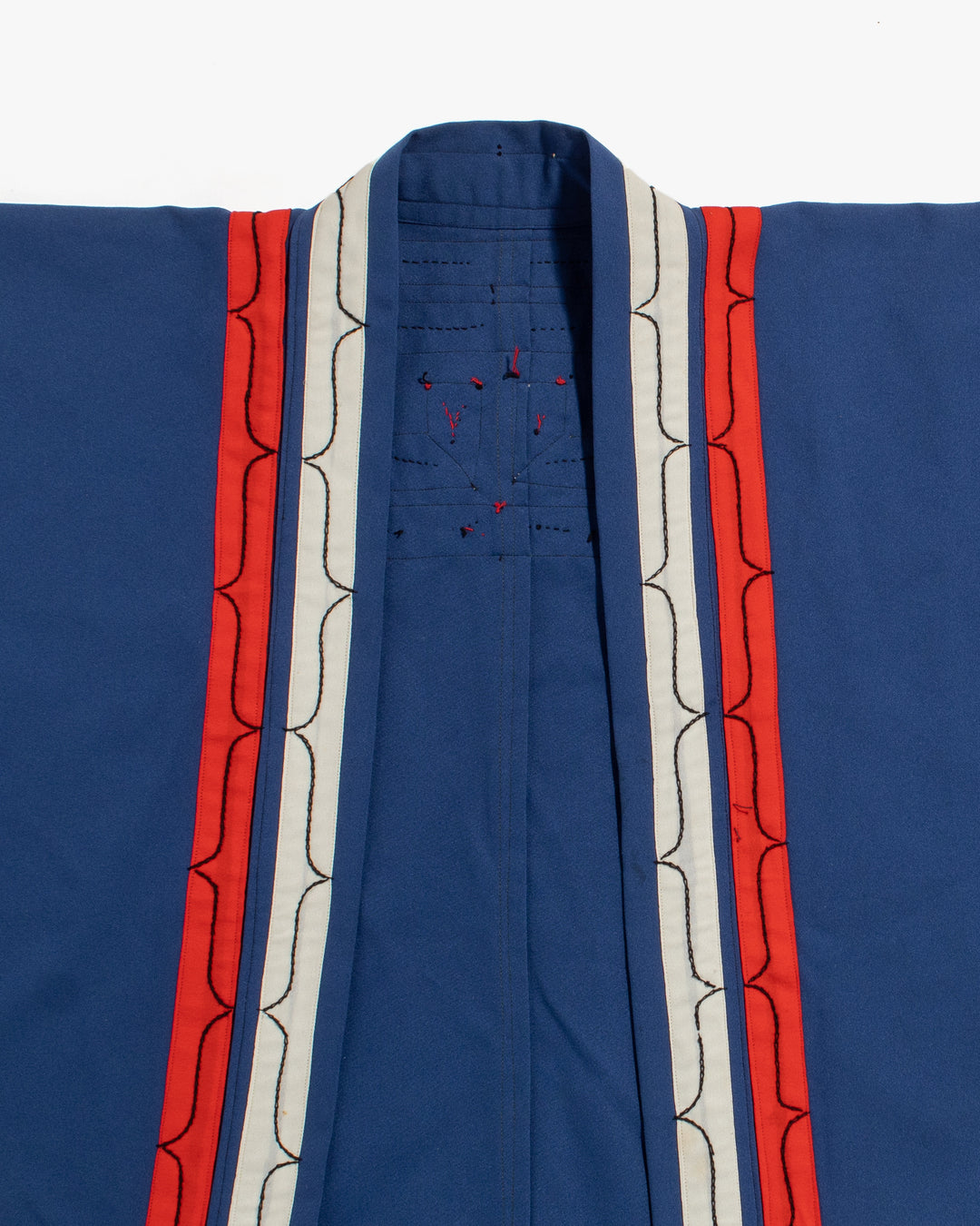Vintage Ainu Jacket, Short, Blue with Red and White Patterns
