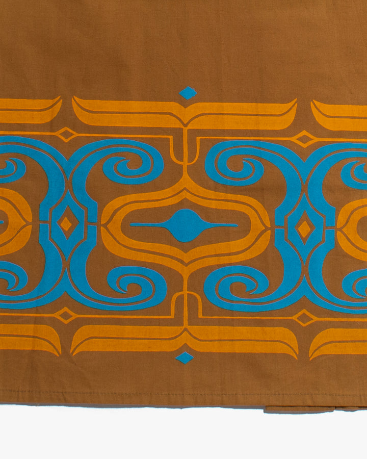 Vintage Ainu Jacket, Short, Light Brown with Teal and Orange Patterns
