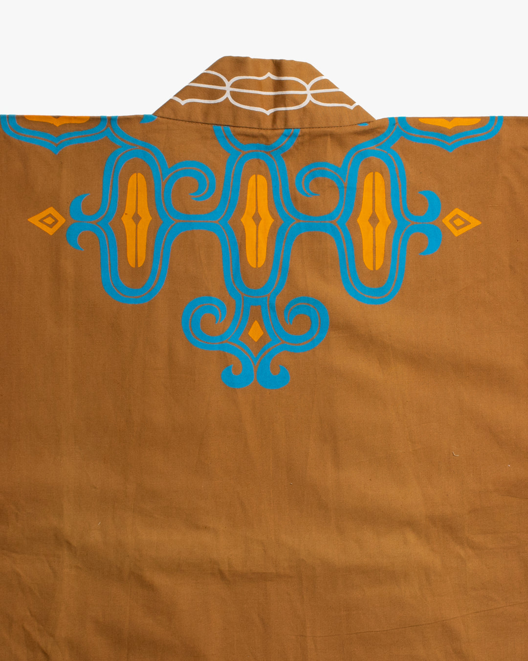 Vintage Ainu Jacket, Short, Light Brown with Teal and Orange Patterns