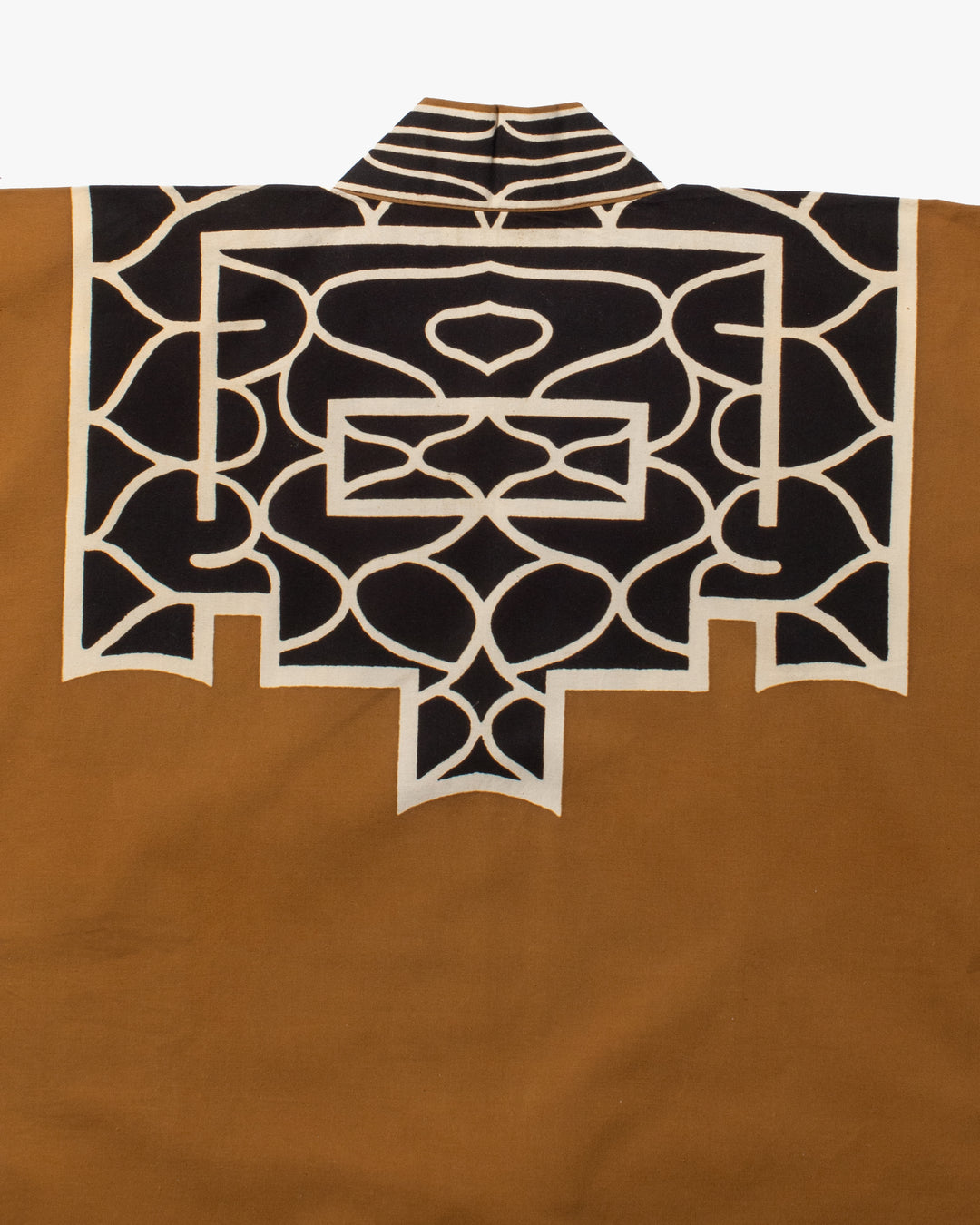 Vintage Ainu Robe, Long, Brown with Black and White Patterns