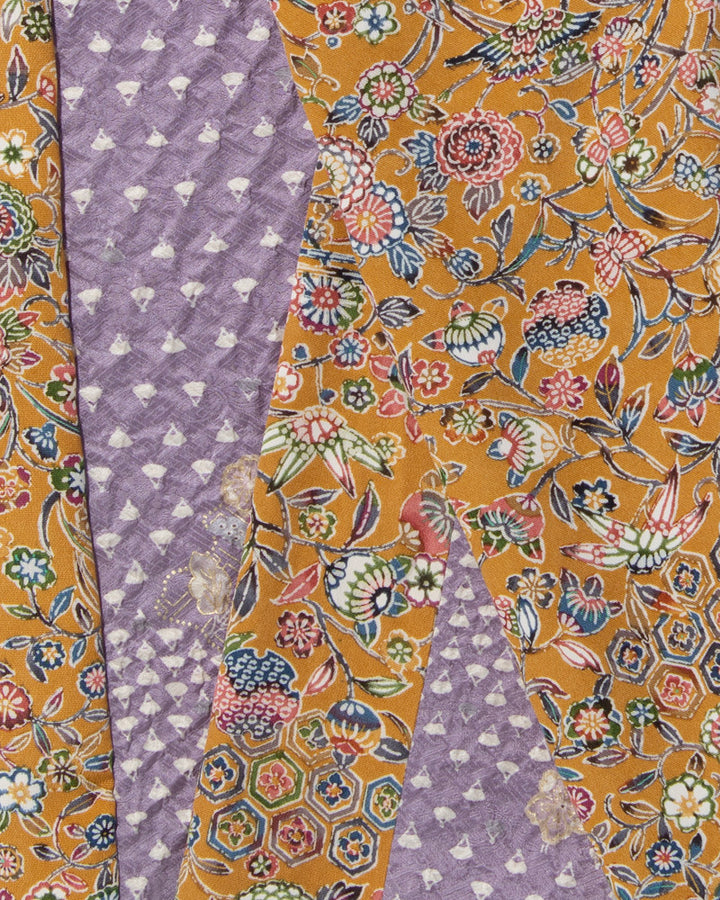 Kiriko Original Scarf, Infinity, Kimono, Kikkou and Kiku Sarasa with Lavender Shibori