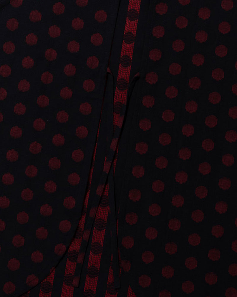 ToK Japanese Apron, Pockets, Dark Indigo with Large Red Polka Dots