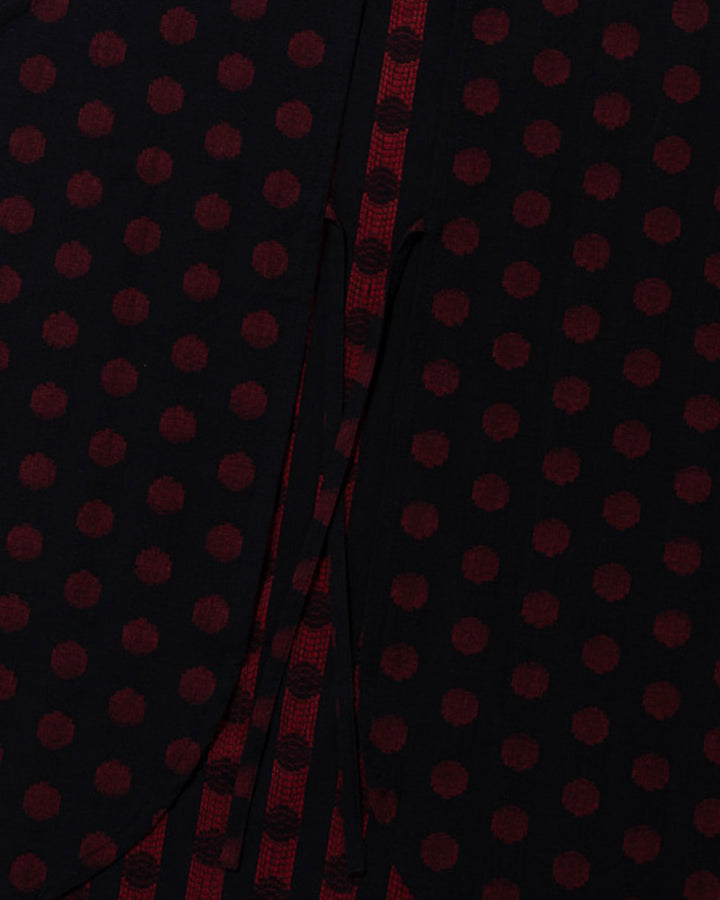 ToK Japanese Apron, Pockets, Dark Indigo with Large Red Polka Dots