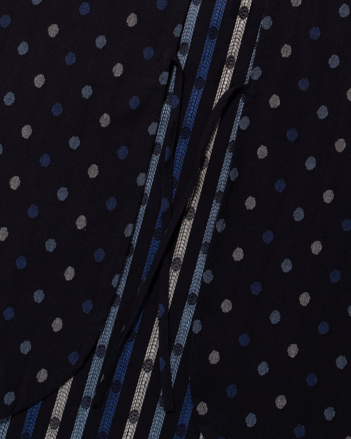 ToK Japanese Apron, Pocket, Indigo with Multi-Blue Polka Dots