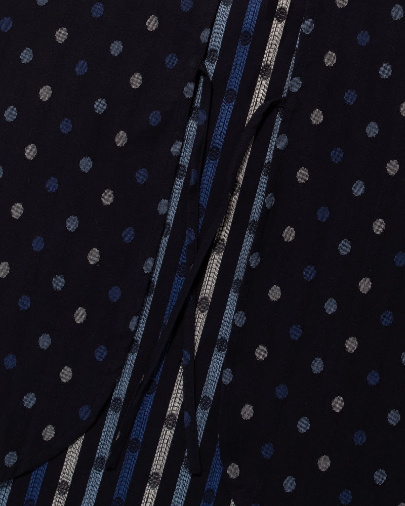 ToK Japanese Apron, Pocket, Indigo with Multi-Blue Polka Dots