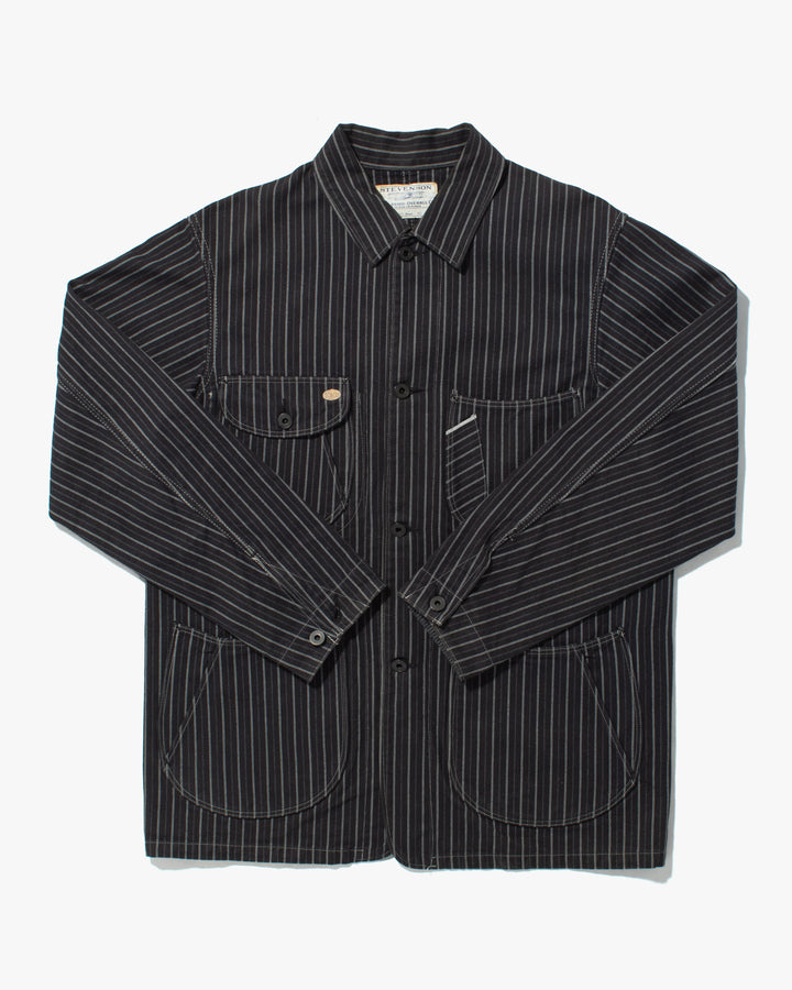 Japanese Repro Coverall Chore Coat, Stevenson Overall Co., Selvedge Black Twill Striped - 40