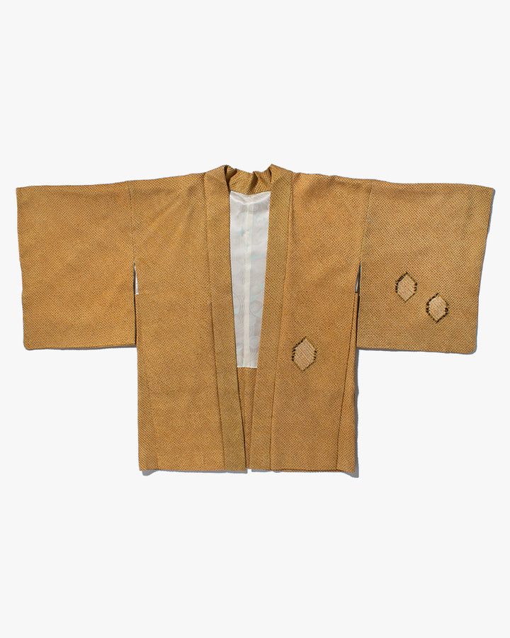 Vintage Haori Jacket, Full Shibori, Gold with White Kikkou