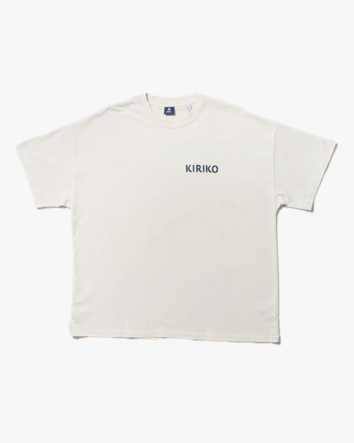 Kiriko Original Ainu Tee, Cream with Indigo, Sky Blue and Gold
