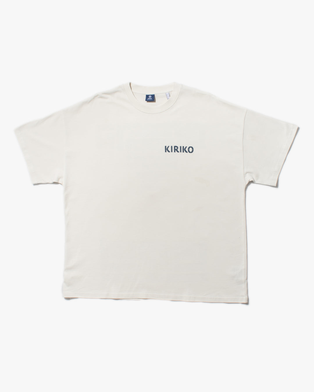 Kiriko Original Ainu Tee, Cream with Indigo, Sky Blue and Gold