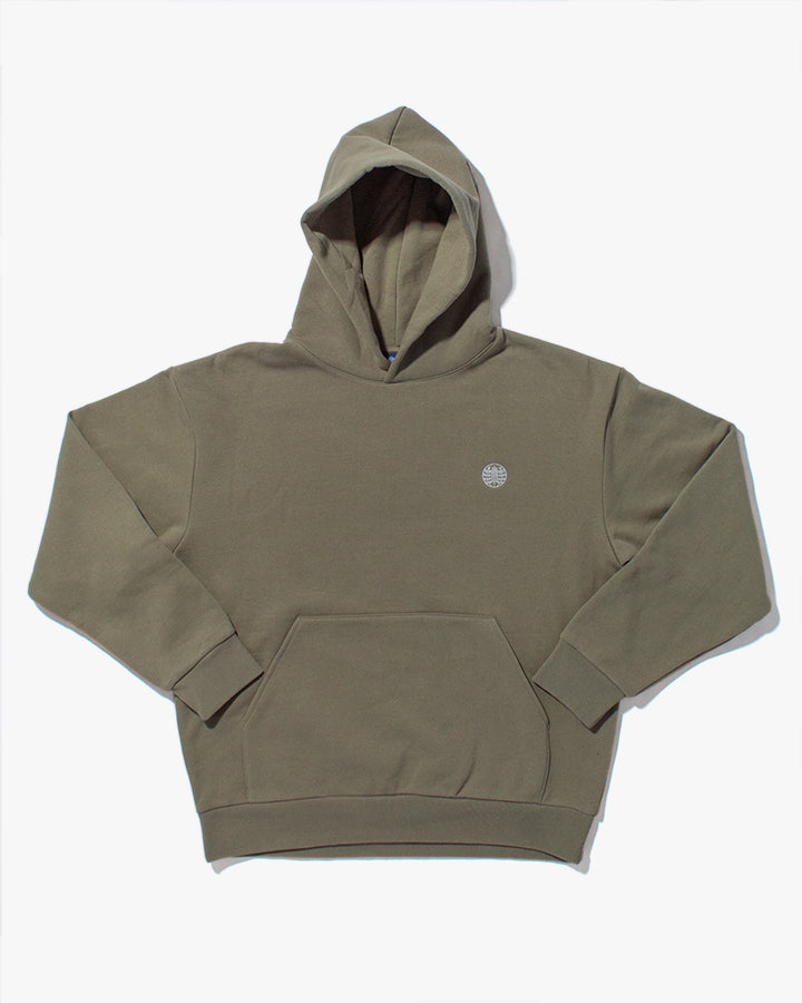 Kiriko Original Hoodie, Printed Daruma, Green with White