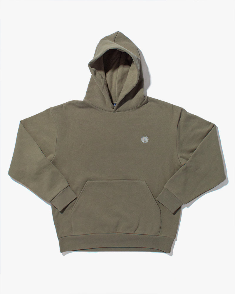Kiriko Original Hoodie, Printed Daruma, Green with White