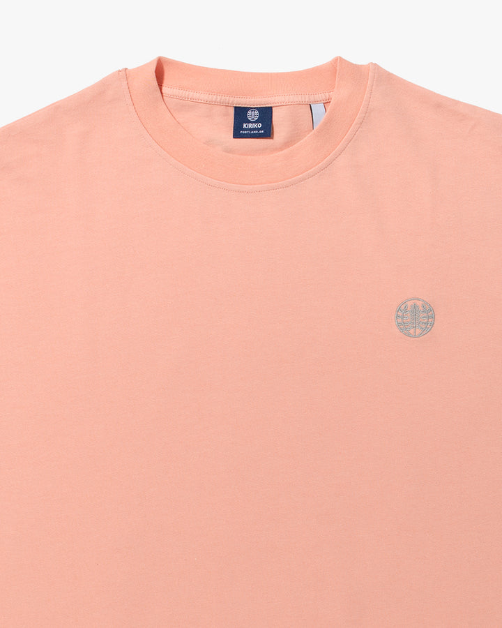 Kiriko Original Tee, Printed Daruma, Pink with Grey
