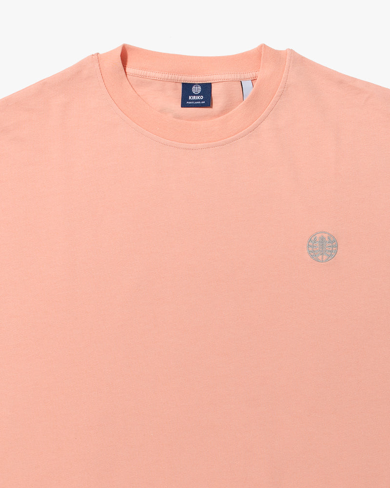 Kiriko Original Tee, Printed Daruma, Pink with Grey