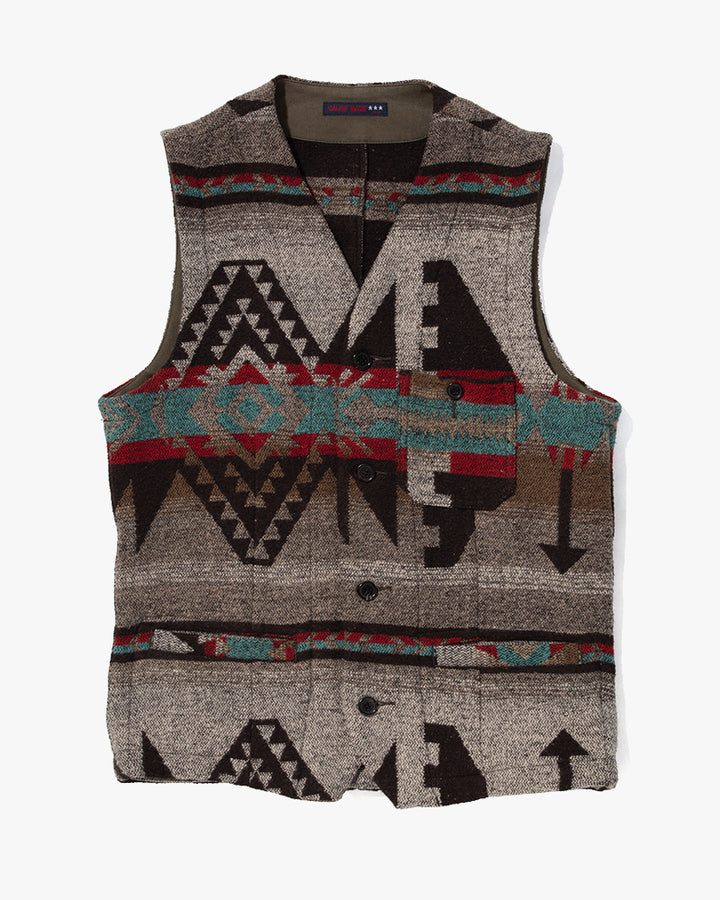 US Vintage Chimayo Vest, Gaijin Made Brand, Grey with Multicolor Accents - L