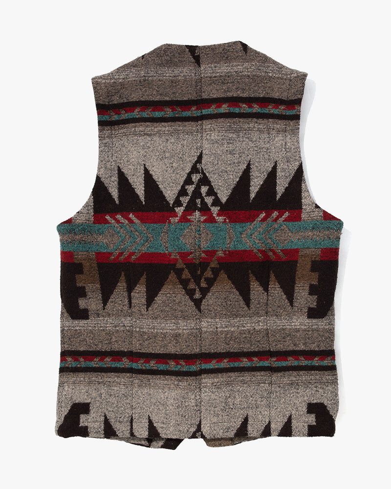 US Vintage Chimayo Vest, Gaijin Made Brand, Grey with Multicolor Accents - L