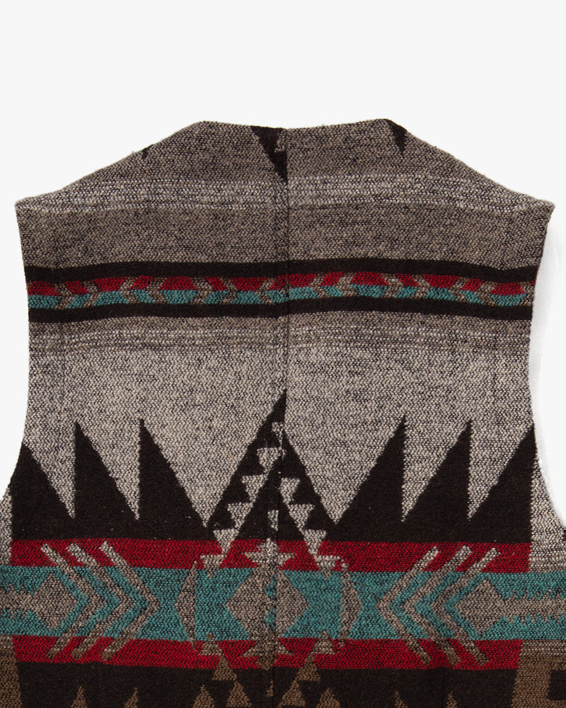 US Vintage Chimayo Vest, Gaijin Made Brand, Grey with Multicolor Accents - L