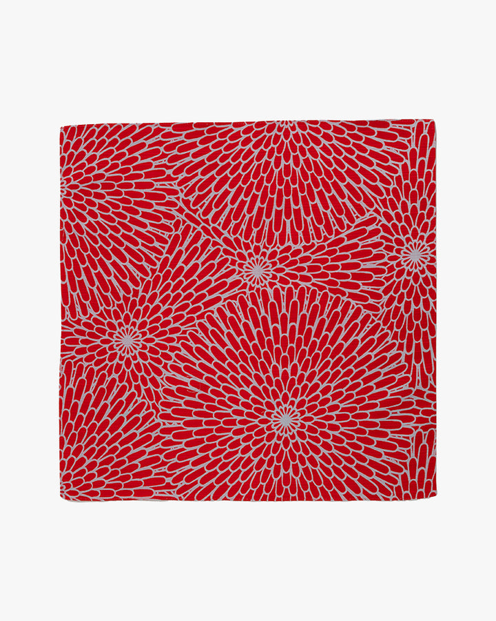 Modern Furoshiki, Musubi, Reversible, Chrysanthemum Red and Blue, 19 x 19