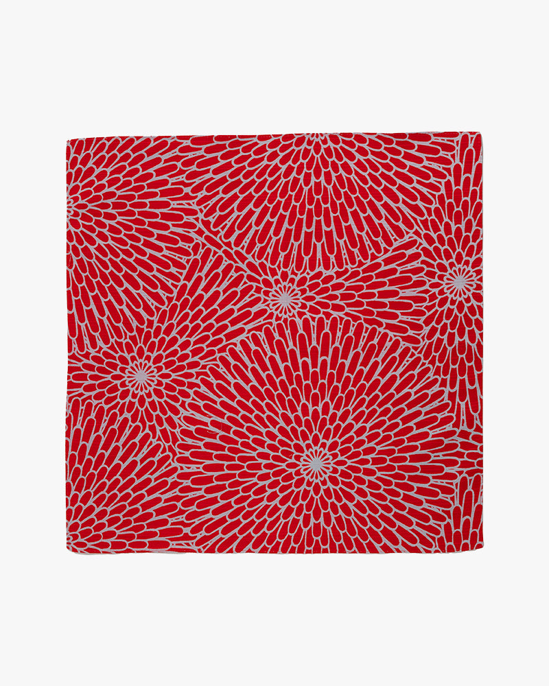 Modern Furoshiki, Musubi, Reversible, Chrysanthemum Red and Blue, 19 x 19