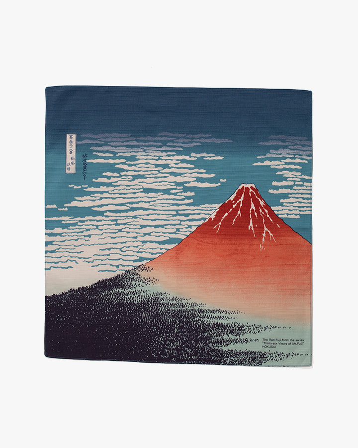 Furoshiki, HOKUSAI "Thirty-six Views of Mt. Fuji", The Red Fuji, 19 x 19