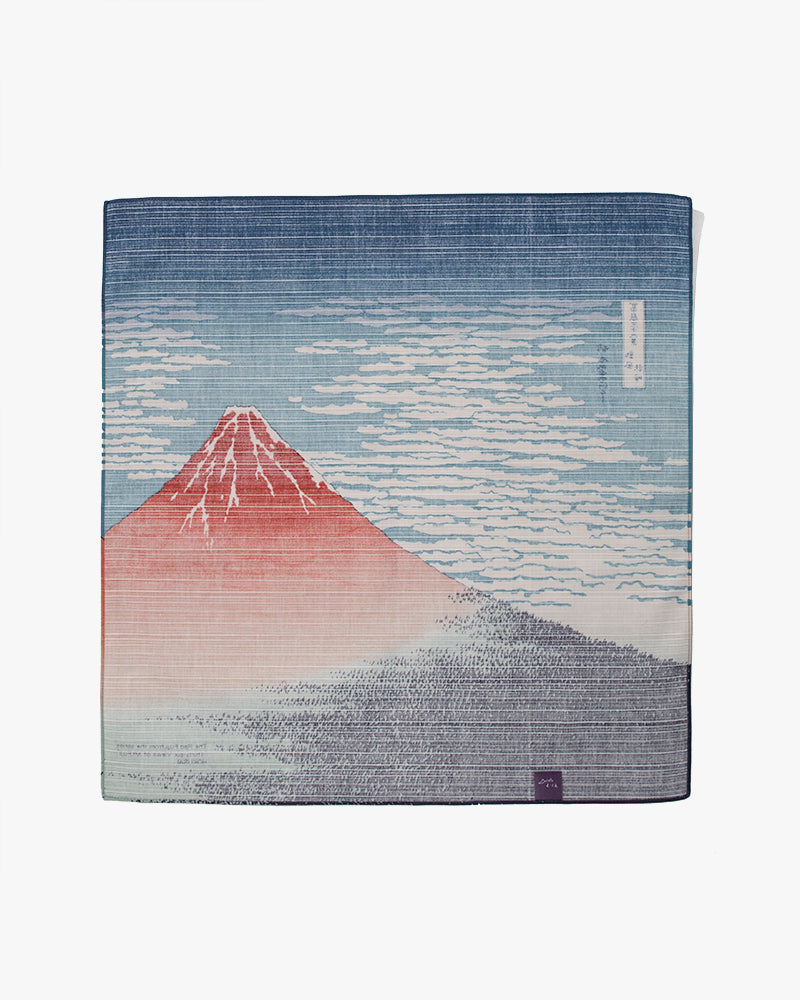 Furoshiki, HOKUSAI "Thirty-six Views of Mt. Fuji", The Red Fuji, 19 x 19
