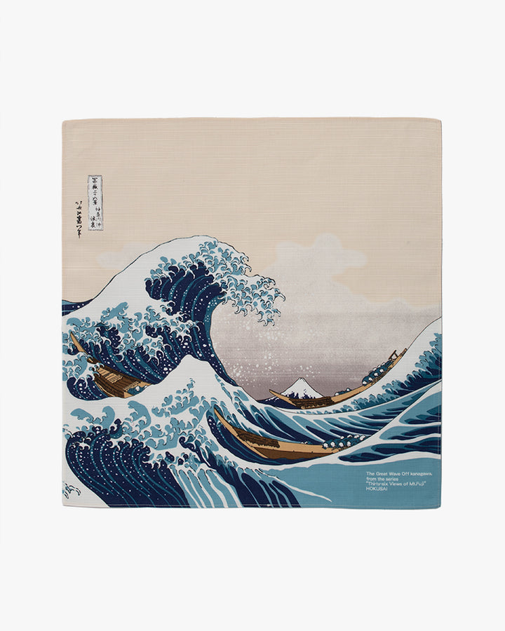 Furoshiki, HOKUSAI "Thirty-six Views of Mt. Fuji", The Great Wave Off Kanagawa, 19 x 19