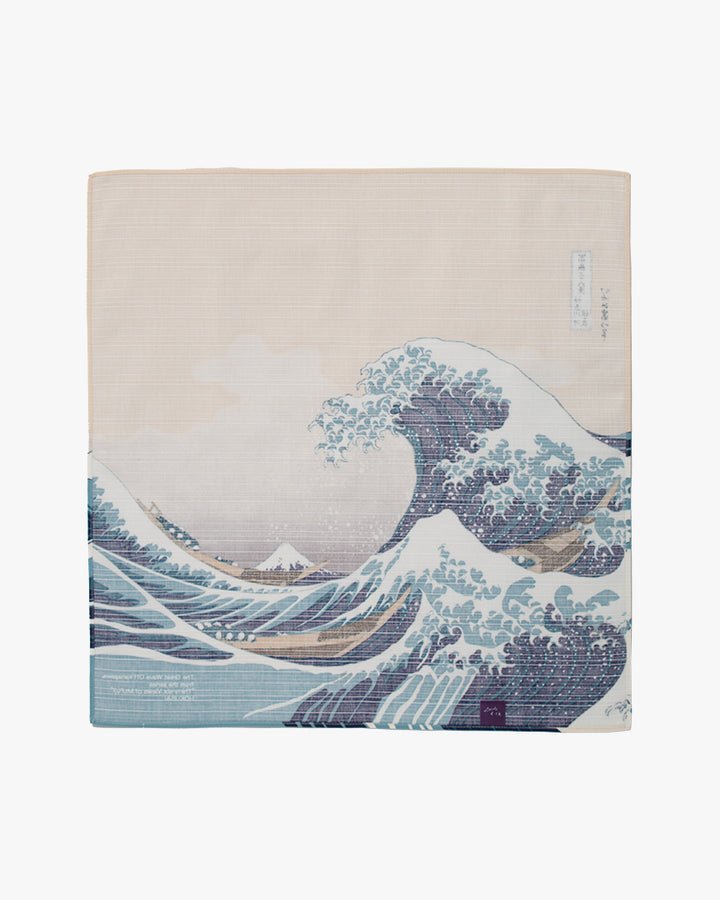 Furoshiki, HOKUSAI "Thirty-six Views of Mt. Fuji", The Great Wave Off Kanagawa, 19 x 19