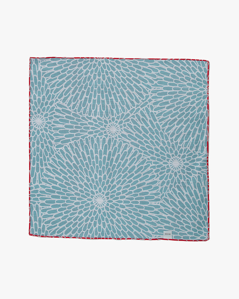 Modern Furoshiki, Musubi, Reversible, Chrysanthemum Red and Blue, 19 x 19