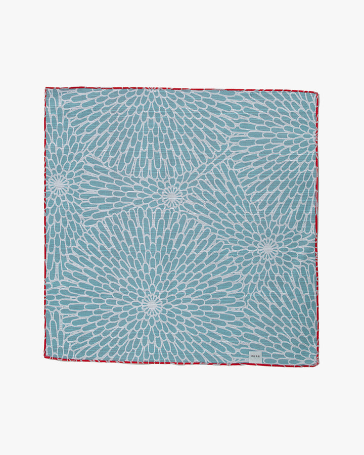 Modern Furoshiki, Musubi, Reversible, Chrysanthemum Red and Blue, 19 x 19